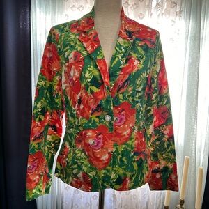 LAL Live a Little green and orange floral blazer